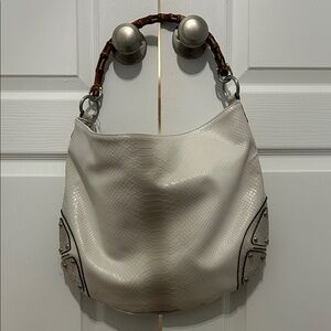 Y2K The Limited NWT hobo off white/ cream bamboo handle animal print purse